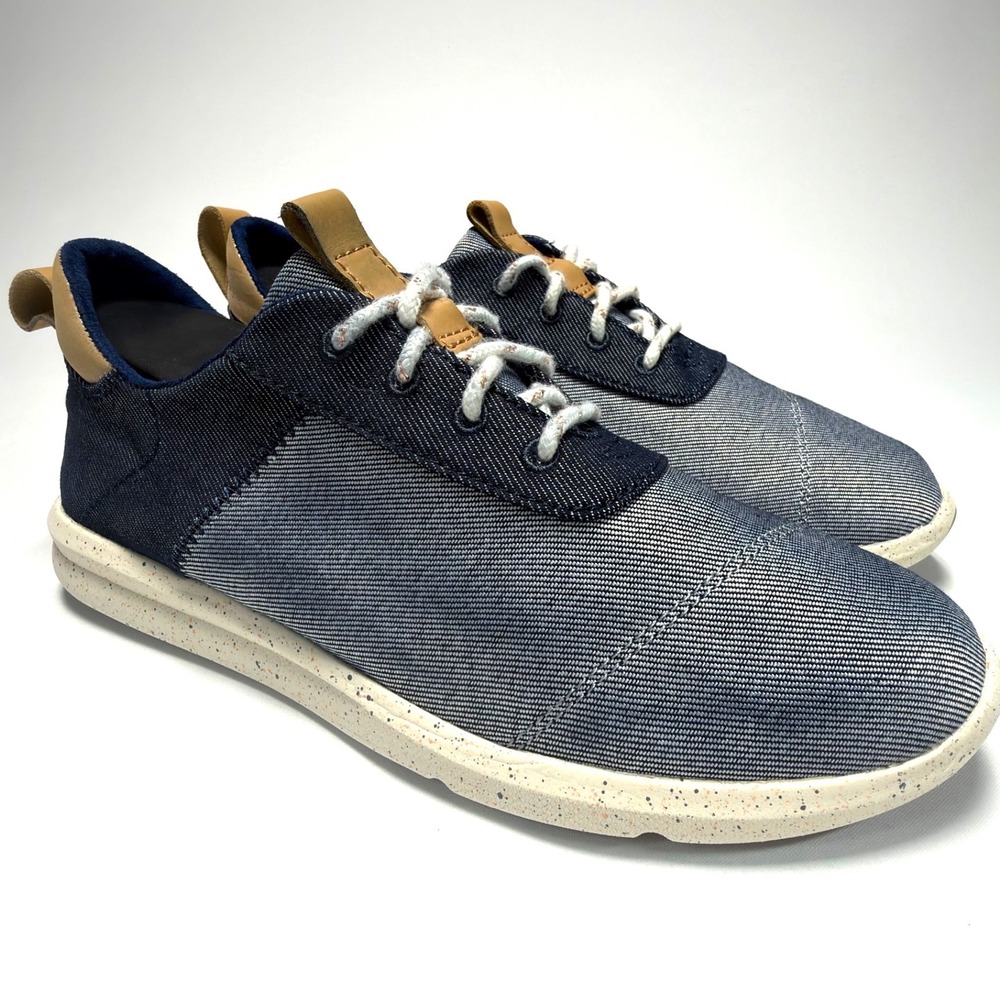 TOMS Navy Chambray Sneakers Womens 8 Lace Up Casual Speckled Sole Shoes